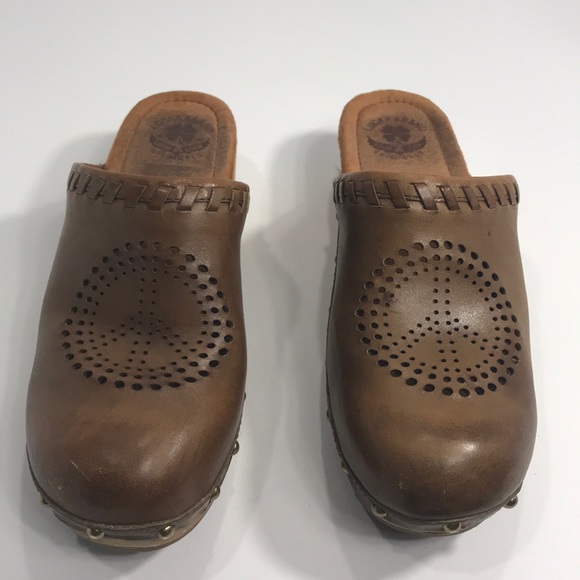 Lucky Brand Shoes - Lucky Brand peace sign studded wood clogs